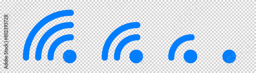 Set of vector Wi-Fi icon for communication, telecommunication. Communication wireless signal level wifi. Clipart illustration. Mobile bar status.