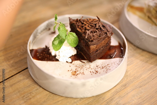 chocolate cake with cream
