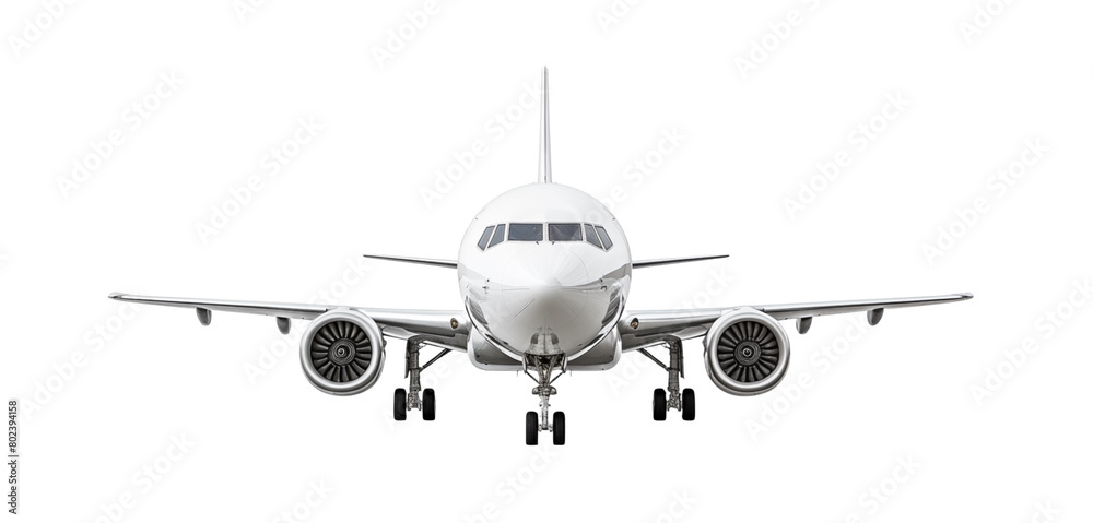 Modern passenger airplane ascending with landing gear down, isolated against a transparent background, illustrating aviation and travel. Generative AI Modern passenger airplane ascending with landing gear down, isolated against a transparent background, illustrating aviation and travel. Generative AI