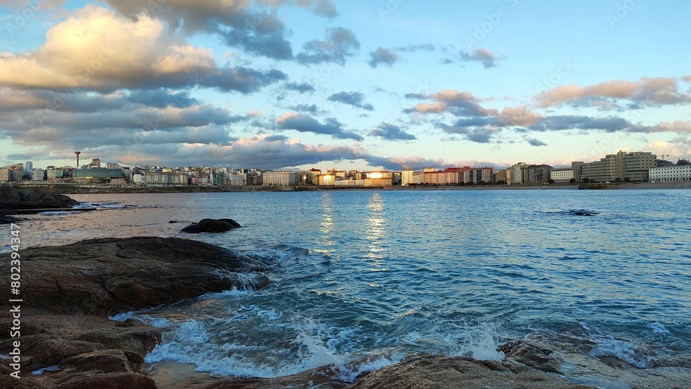 Panorámica de A Coruña desde el Orzán, Galicia