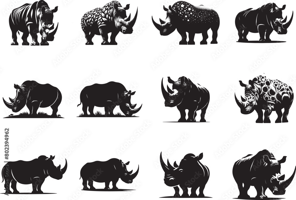 Rhino Silhouette Vector Illustration Rhino Silhouette Vector Illustration