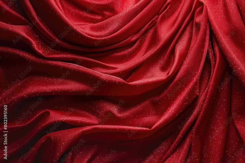 Fototapeta premium Red Silk Splendor: Detailed Studio Portrait