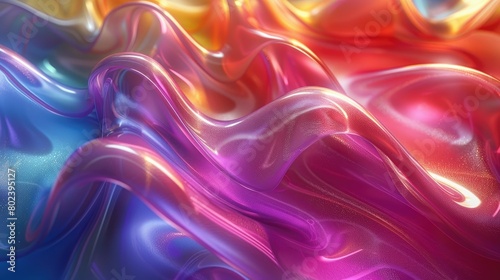 3d abstract wallpaper. Liquid metal rainbow waves. Rainbow colored swirls background
