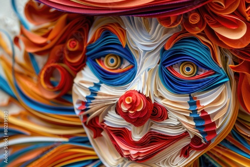 Detailed shot of paper clown sculpture, suitable for various projects © Ева Поликарпова