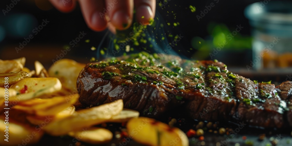 Sizzling Steak Delight: Green Seasoning Magic