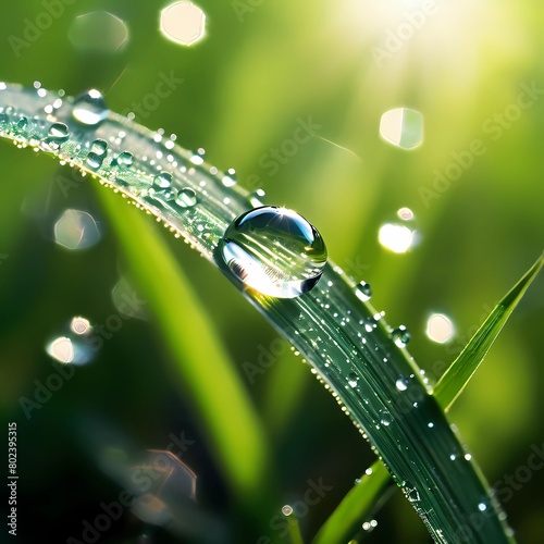 water drops on grass