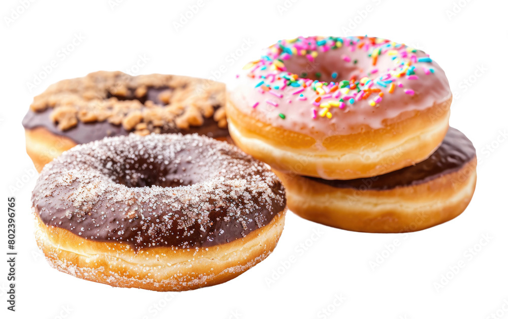 Donut, Delicious Donut Delights on white background.