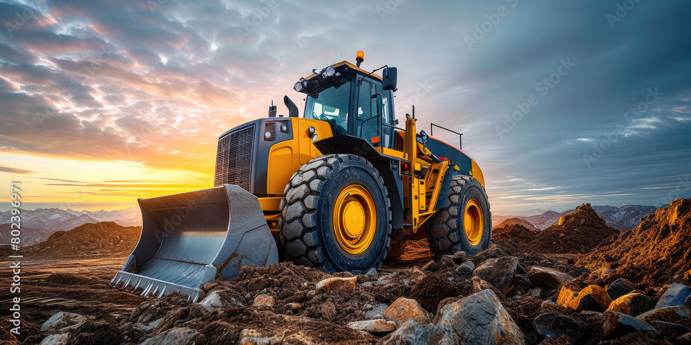 Earthmoving Marvel: Wheel Loader Excavator Portrait Earthmoving Marvel: Wheel Loader Excavator Portrait