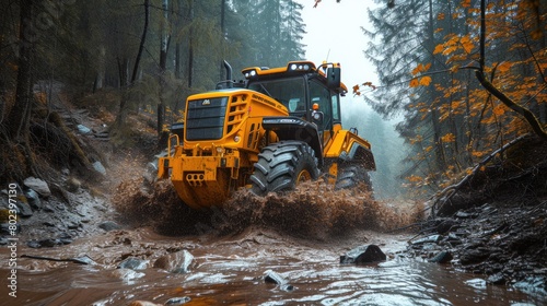 Industrial Strength: Caterpillar Tractor Tackling Ravine Challenges