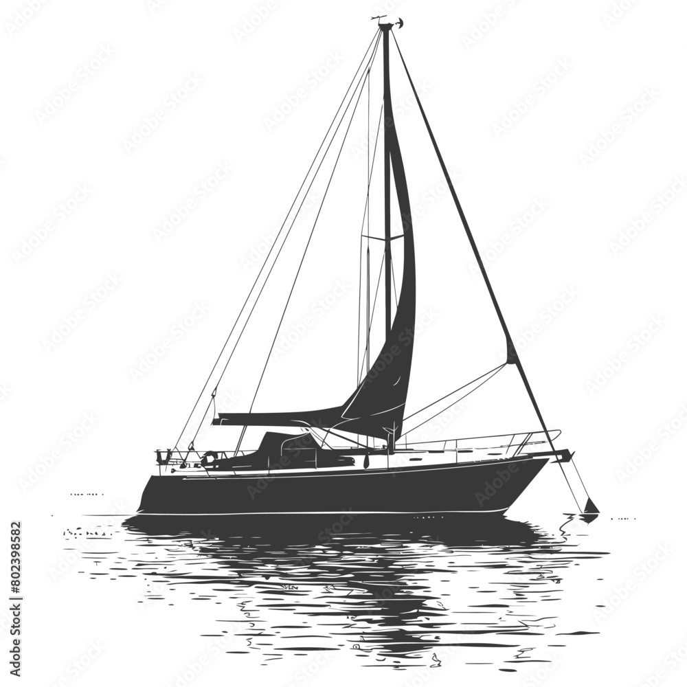 silhouette sail boat full black color only