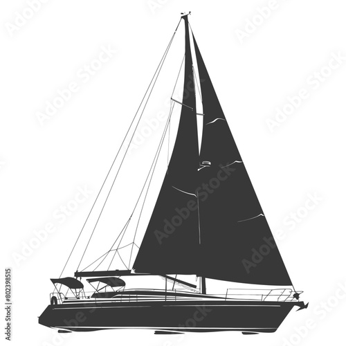 silhouette sail boat full black color only