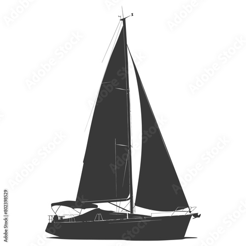 silhouette sail boat full black color only