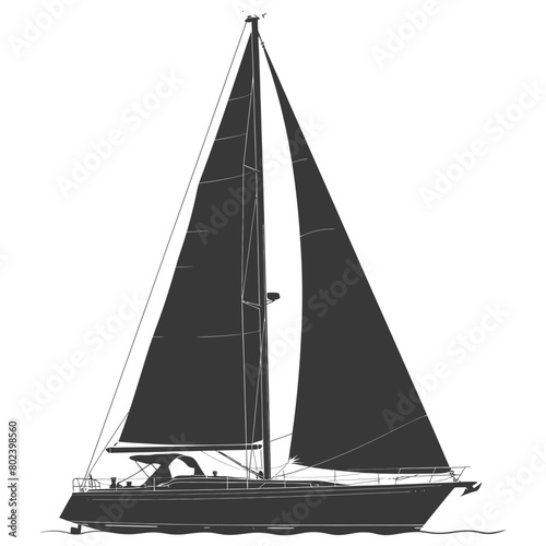 silhouette sail boat full black color only
