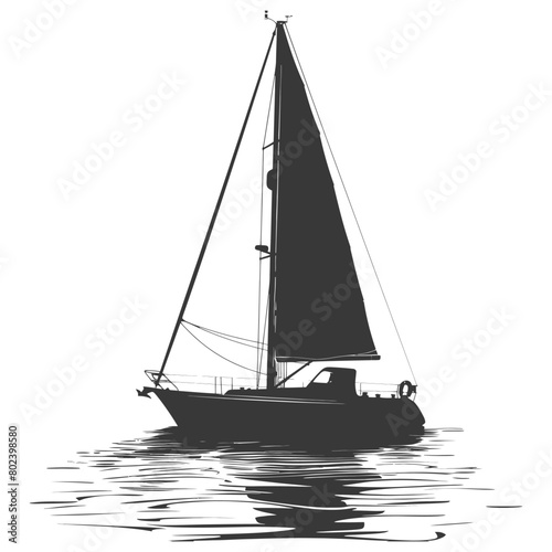 silhouette sail boat full black color only