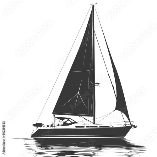 silhouette sail boat full black color only