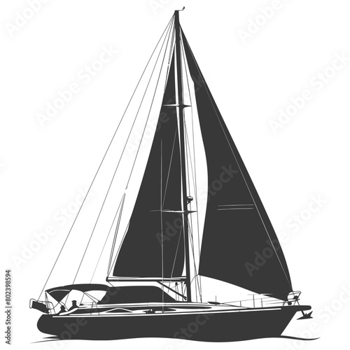 silhouette sail boat full black color only