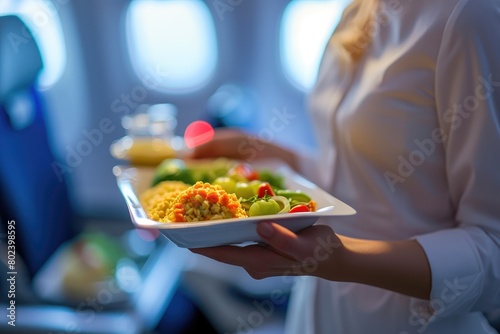 Aerial Dining Experience: Passenger Served on Tray © Andrii 