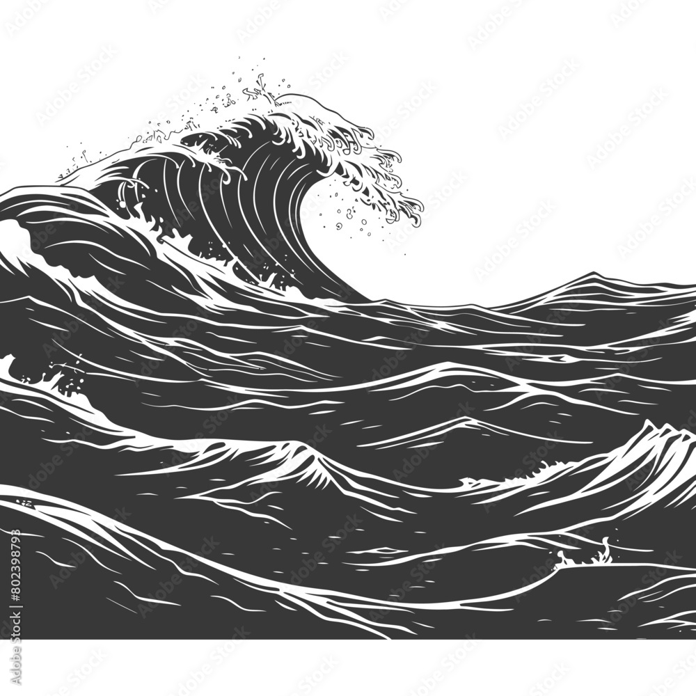 silhouette sea wave black color only silhouette sea wave black color only