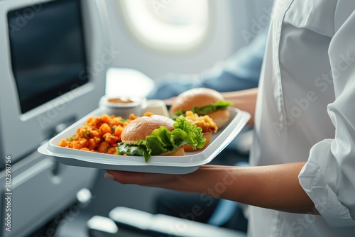 Sky-High Cuisine: Attendant Presents In-flight Meal photo