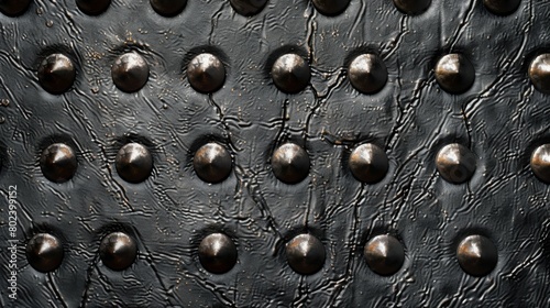 Metallic studs on a black leather background provide an edgy and rock-inspired texture to your design.