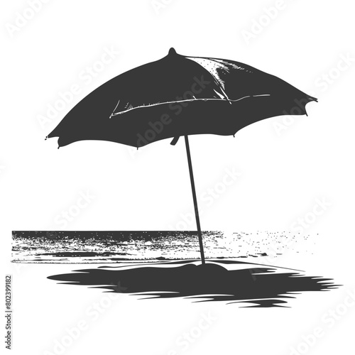 silhouette umbrella beach full black color only