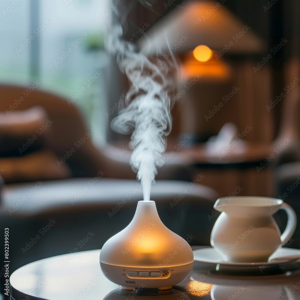 Serene Diffuser Creating a Calming Ambiance in a Hotel Room for Relaxation and Rejuvenation Serene Diffuser Creating a Calming Ambiance in a Hotel Room for Relaxation and Rejuvenation