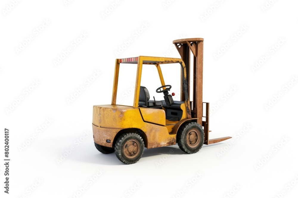 Efficiency in Motion: White Background Forklift Efficiency in Motion: White Background Forklift