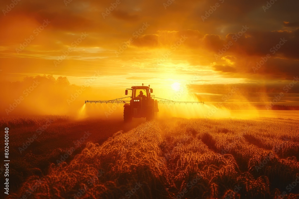 Naklejka premium Morning Mist: Controversial Pest Control in Farming