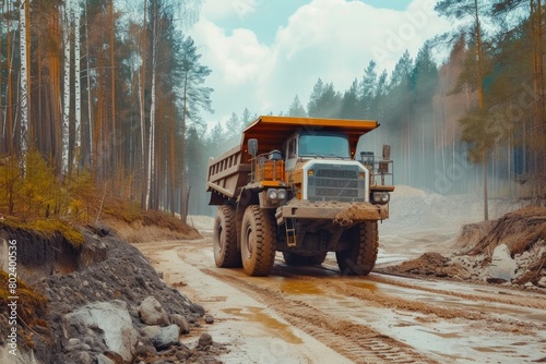 Heavy Machinery on Country Roads: Mining Truck Operations © Andrii 