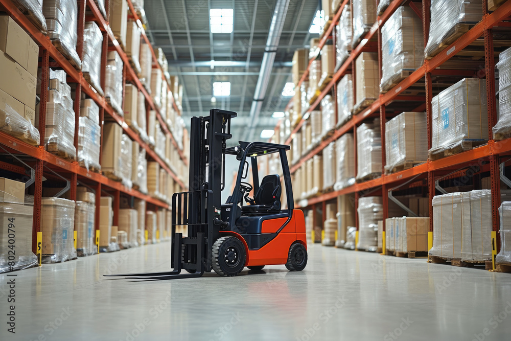 Warehouse Tranquility: Parked Forklift