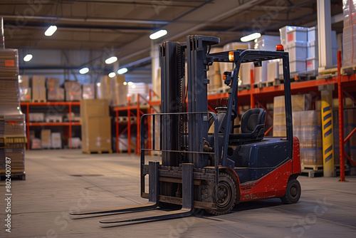 Silent Warehouse: Parked Forklift Perspective