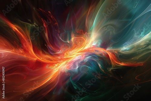 A colorful, swirling, and dynamic image of a fire with a blue