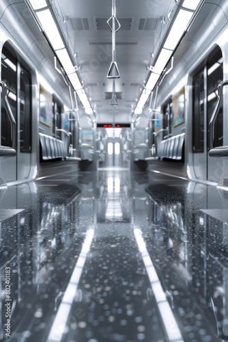 An empty subway car with its doors wide open. Perfect for transportation concepts