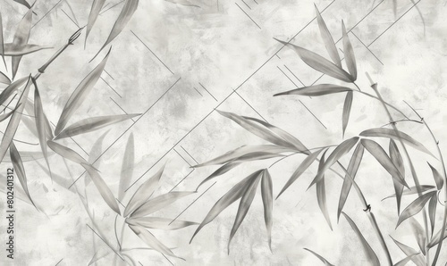 silhouette of bamboo leaves on white background