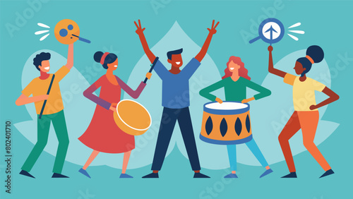 The rhythmic drumming serves as a powerful call to action inspiring the listeners to be agents of peace in their communities.. Vector illustration