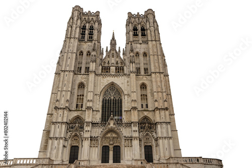 St Michael and St Gudula Cathedral isolated, Brussels photo