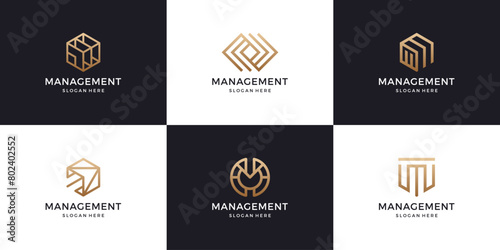 Set of corporate business financial logo design template.
