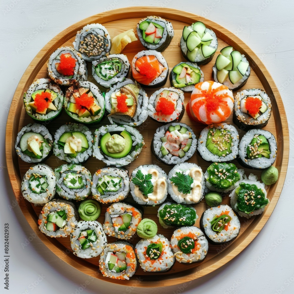 Big sushi set, seafood rolls, asian food collection, assorted rolls and nigiri susi, japanise maki sushi Big sushi set, seafood rolls, asian food collection, assorted rolls and nigiri susi, japanise maki sushi