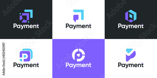 Set of modern colorful payment logo design template. photo