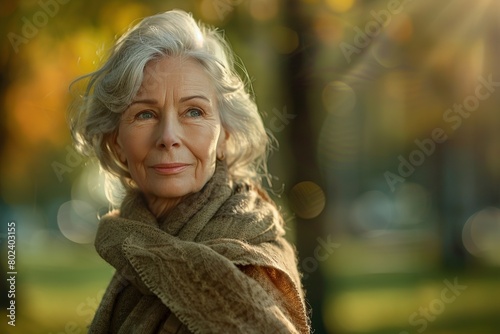 A woman with a scarf on her head and a smile on her face