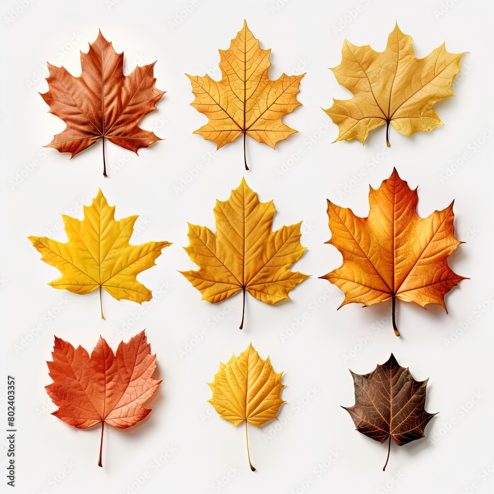 A collection of yellow and brown leaves are arranged in a grid A collection of yellow and brown leaves are arranged in a grid
