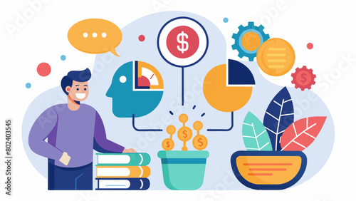 A program that offers financial planning and management support for neurodivergent individuals to help them achieve financial independence.. Vector illustration