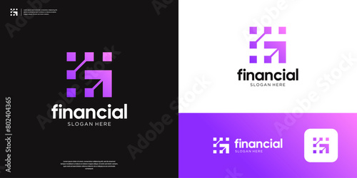 Arrow technology logo symbol for business financial logo vector.