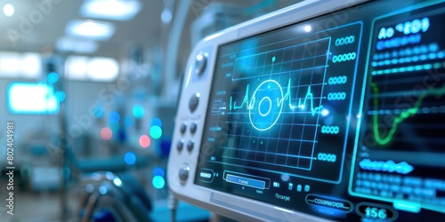 Close-up on a digital therapeutic device used for managing hypertension, interactive software interface