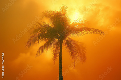 Stylized Palm Tree: Artistic Flair in Tangerine and Lime, © Oleksandr