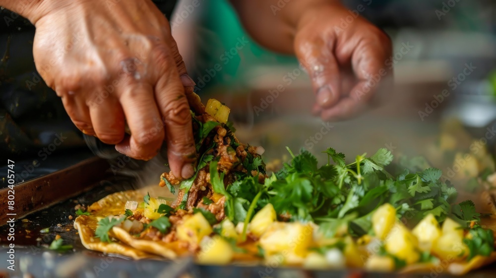 Person Preparing Food on Table