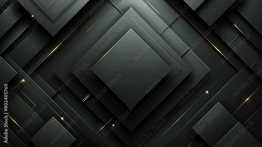 Black background with gold lines, geometric shapes, highend texture, dark symmetrical layout, 3D rendering effect, modern style, abstract design elements, Black background with gold lines, geometric shapes, highend texture, dark symmetrical layout, 3D rendering effect, modern style, abstract design elements,