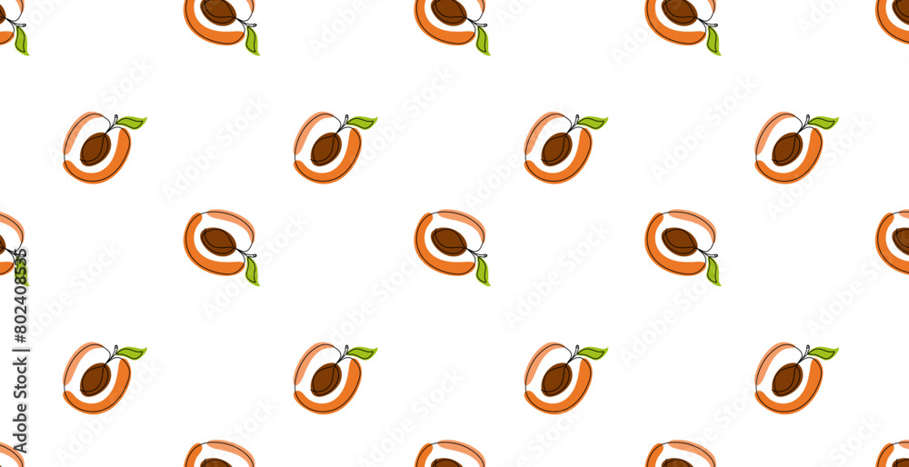 Seamless pattern with apricots. For label, fabric, cover design. Vector illustration Seamless pattern with apricots. For label, fabric, cover design. Vector illustration