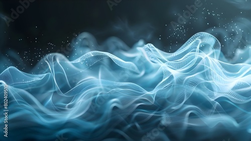Tech-themed digital network background with abstract waves and neural connections in blue. Concept Tech Backgrounds, Digital Networks, Abstract Waves, Neural Connections, Blue Theme