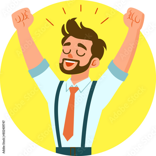 businessman who rejoices at the success achieved.